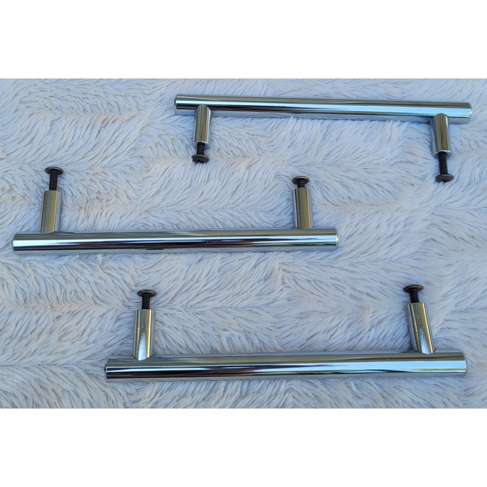 3 NEW contemporary silver metal cabinet bar pulls